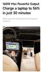 160W Fast Car Charger with Triple USB Ports for Laptops and Phones