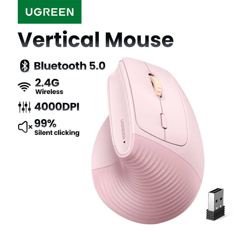 Ergonomic Vertical Wireless Mouse with Bluetooth and 2.4G