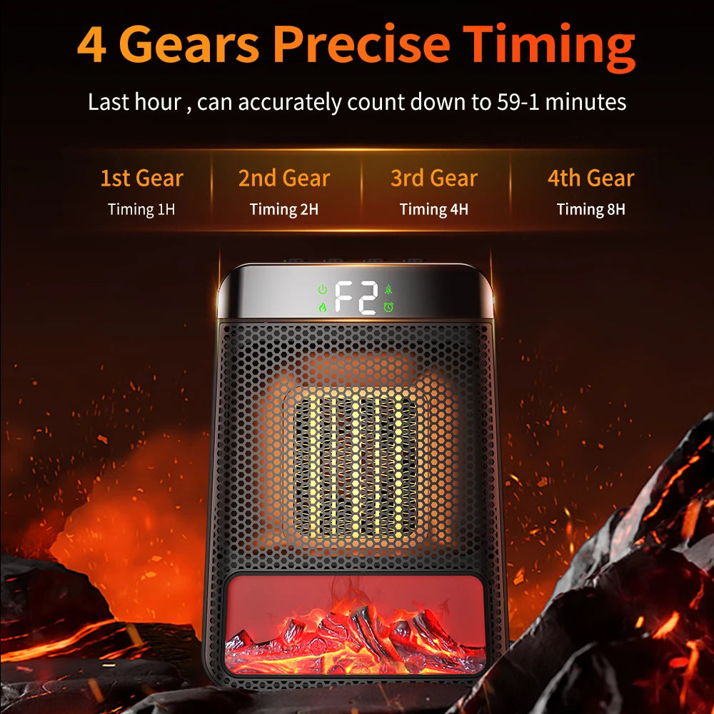 Portable PTC Ceramic Space Heater with Ambient Flame Light