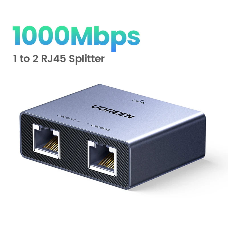 1000Mbps RJ45 Ethernet Splitter 1 to 2 Port Adapter - 23
