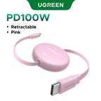 100W Retractable USB-C to USB-C Fast Charging Data Cable