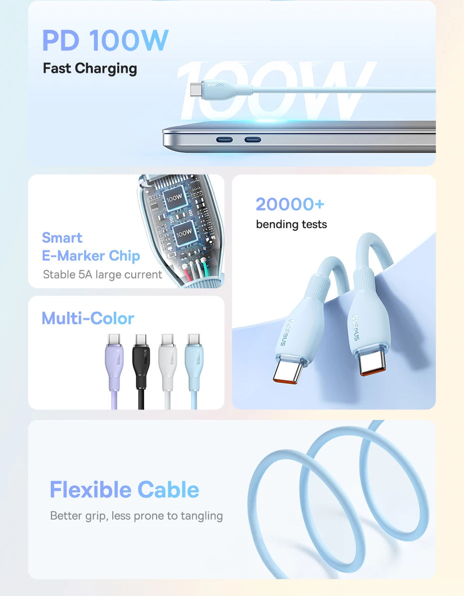 100W USB-C to USB-C Fast Charging Data Cable