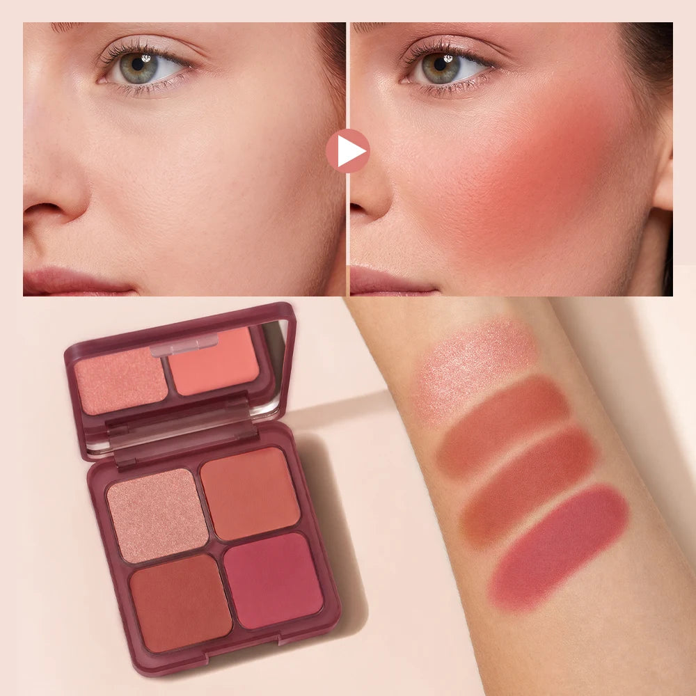 4-Shade Matte and Shimmer Blush Palette