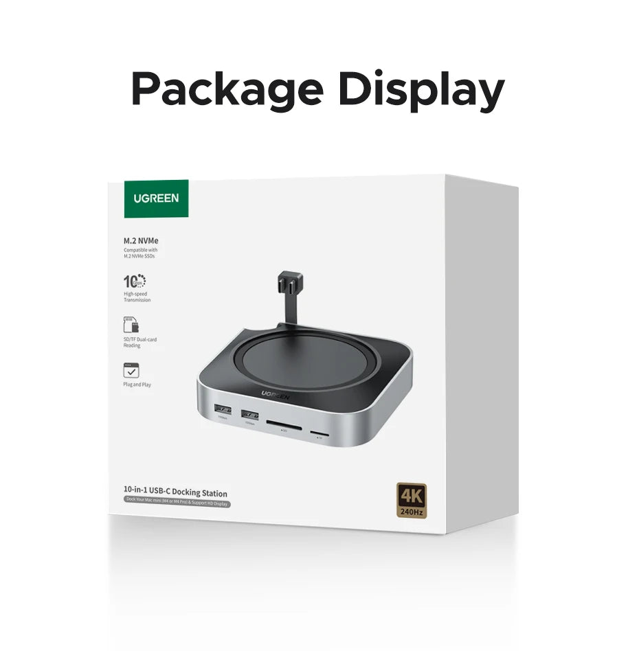 10-in-1 Docking Station for Mac Mini M4 with M.2 NVMe SSD Slot