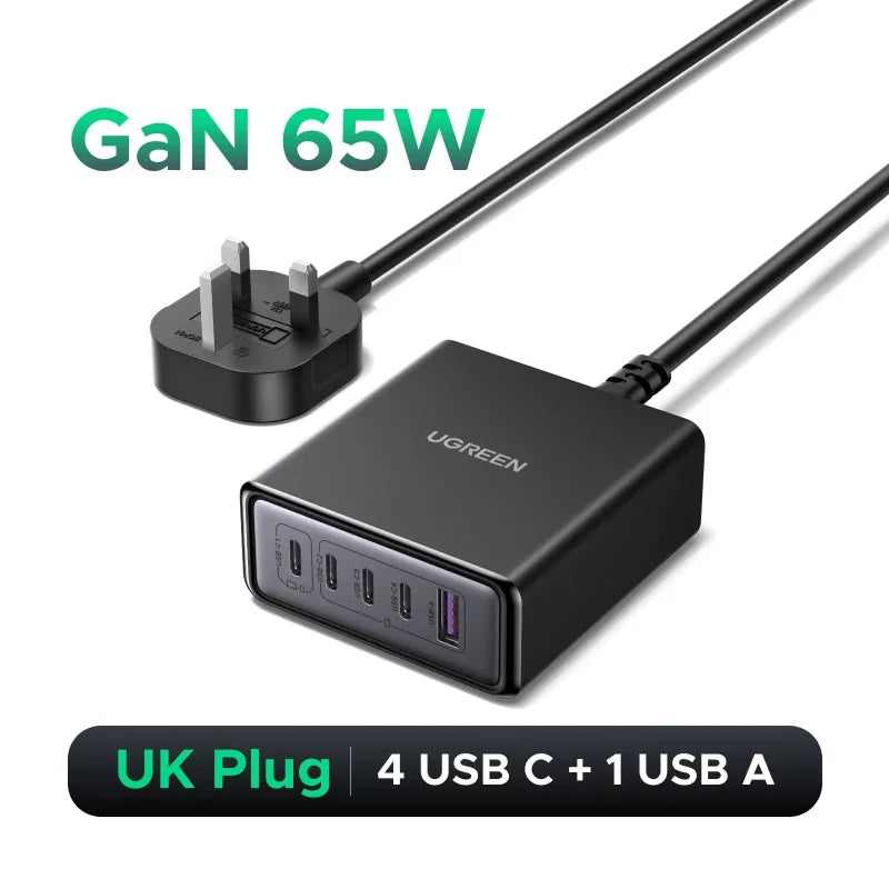 65W GaN 5-Port USB-C Desktop Fast Charger