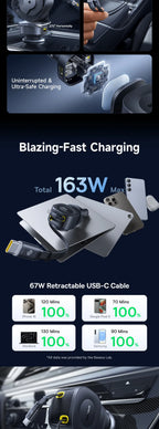 100W Fast Charging 4-Port Retractable Car Charger