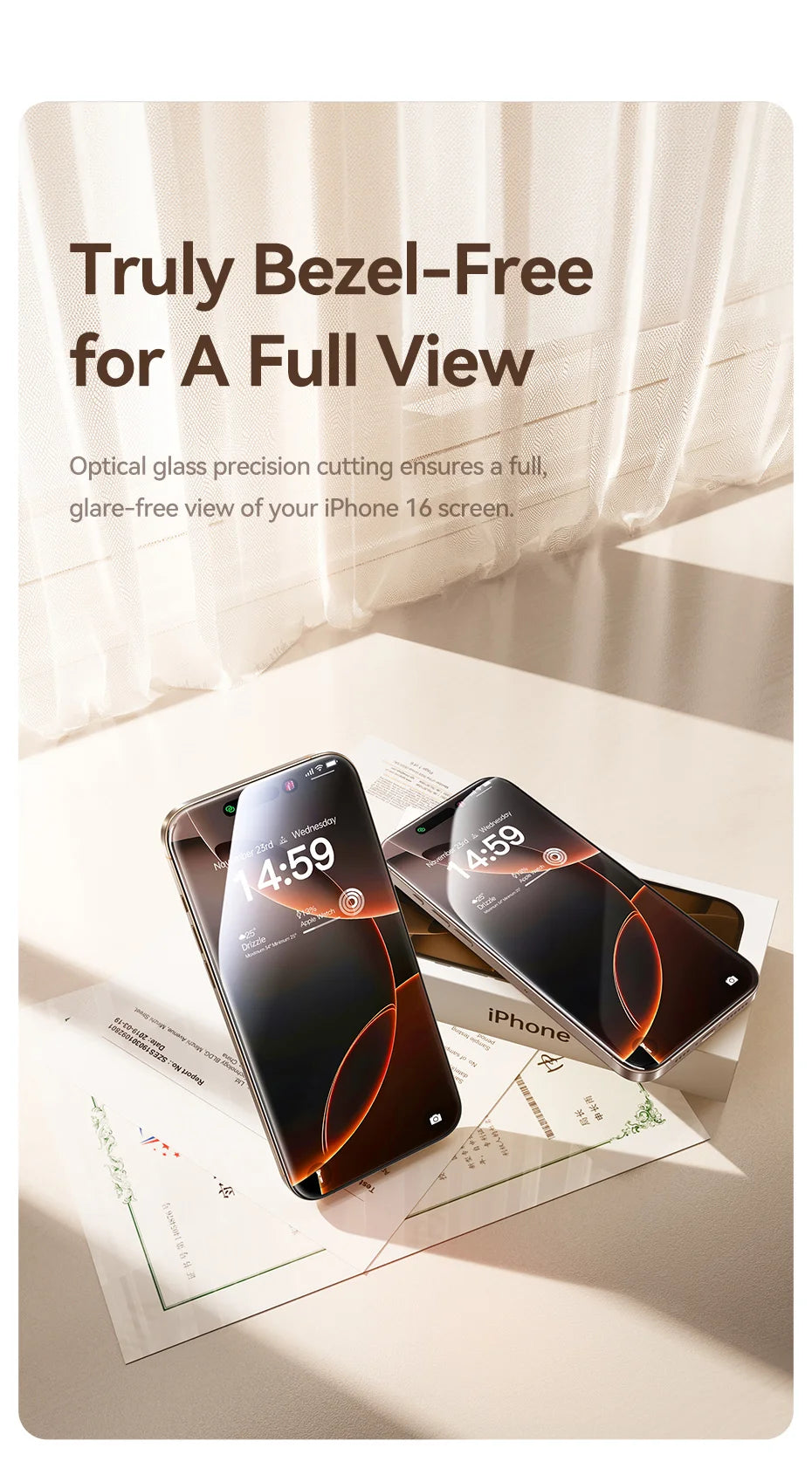 Bezel-Less Tempered Glass Screen Protector for iPhone