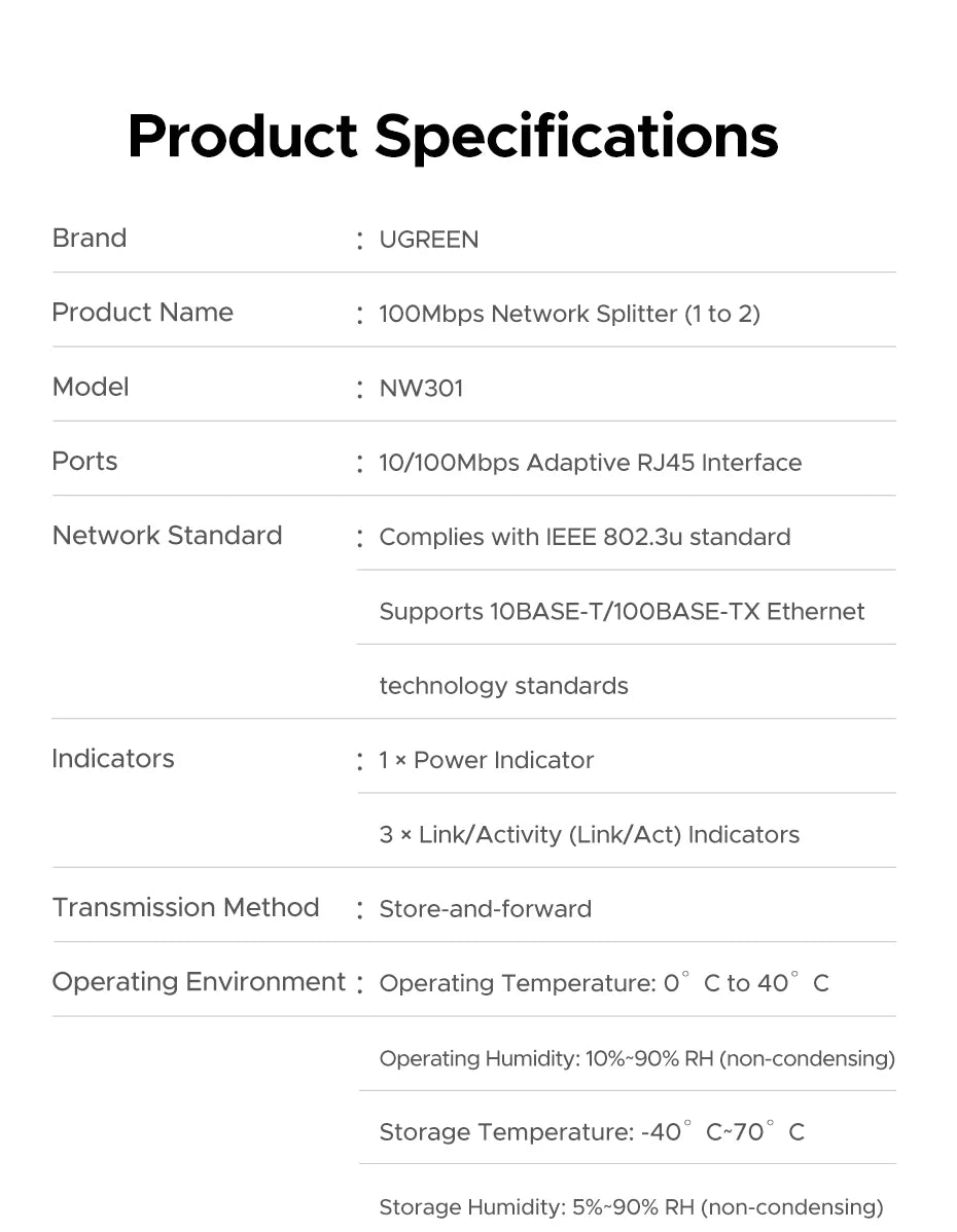 RJ45 1 to 2 Ethernet Network Splitter Adapter