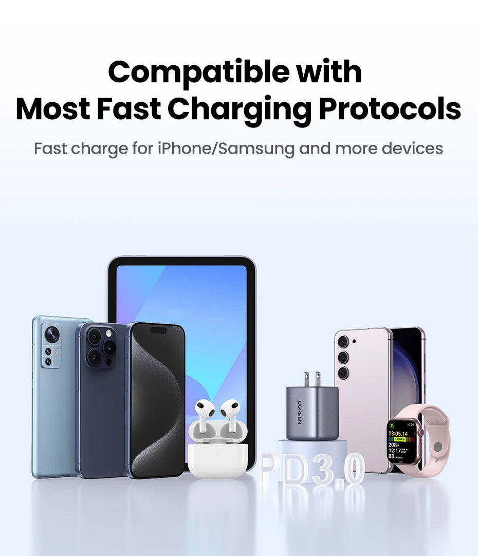 35W GaN Dual Port USB-C and USB-A Fast Wall Charger