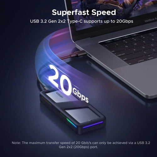20Gbps M.2 NVMe and SATA SSD Enclosure with RGB Lighting