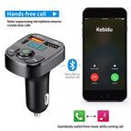 Bluetooth 5.0 FM Transmitter Car Radio Kit with Type C and Dual USB