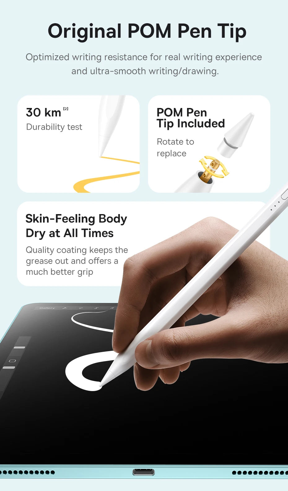 Bluetooth Stylus Pen with Palm Rejection for iPad 2018-2024