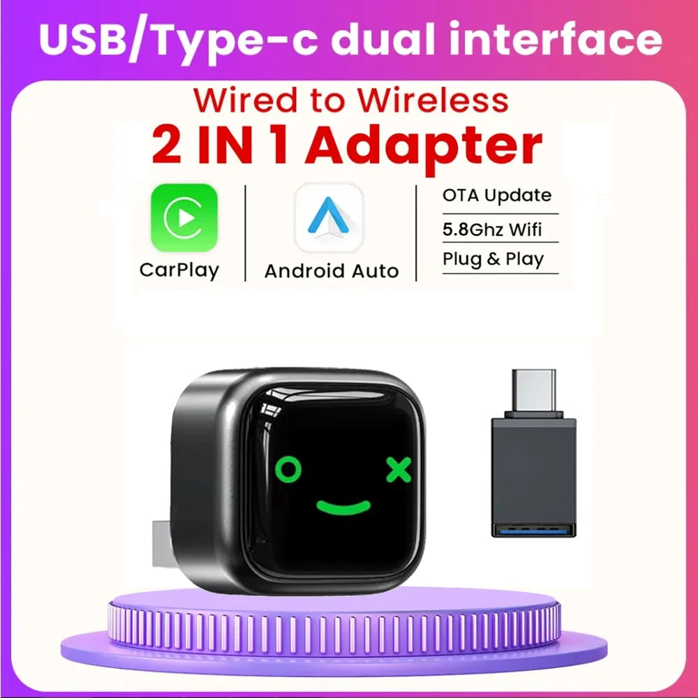 Wireless CarPlay and Android Auto 2-in-1 Adapter