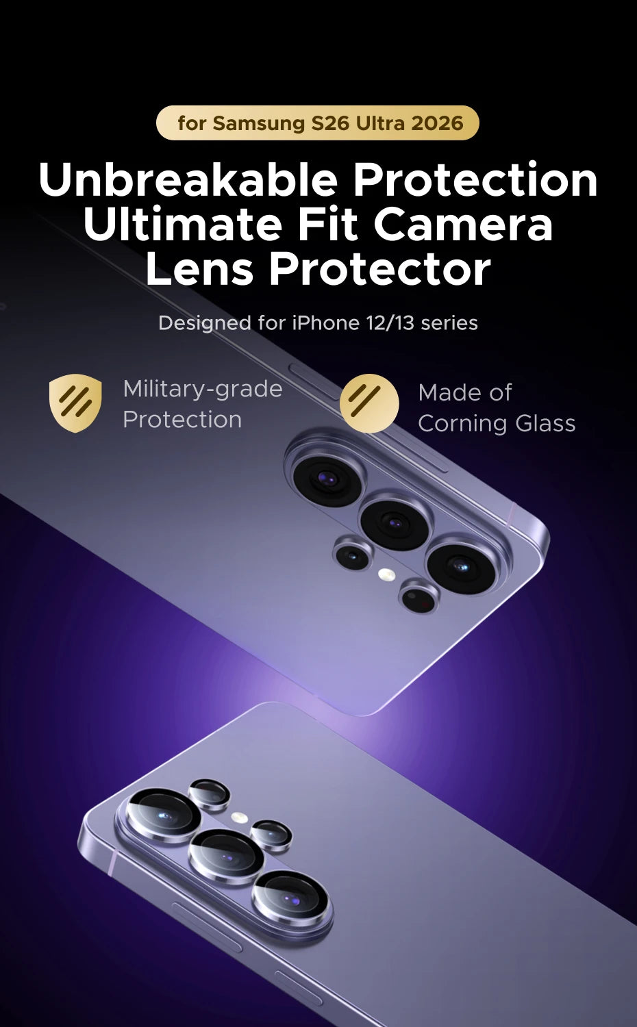 Tempered Glass Camera Lens Protector for Samsung Galaxy S26 Ultra - 7
