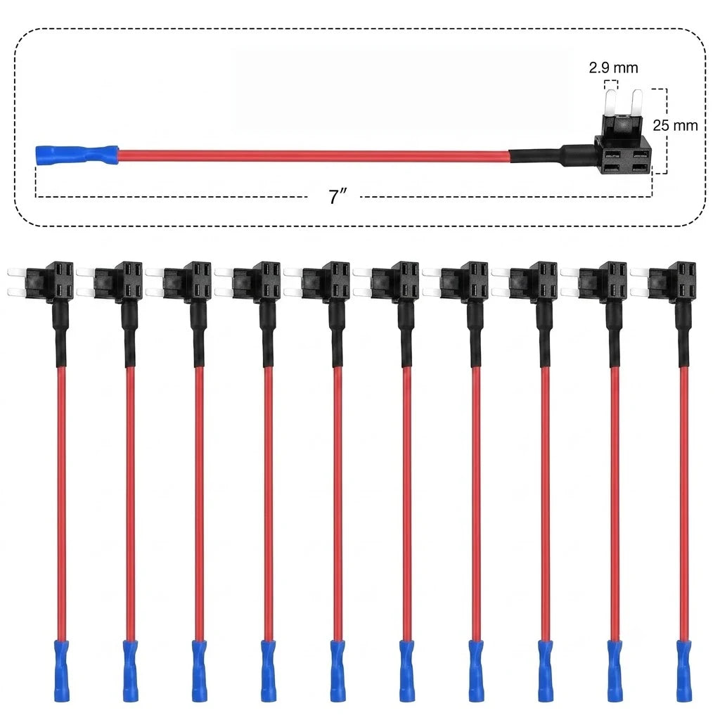 10pcs Car Fuse Holder Circuit Tap Adapter Micro Mini Standard Size