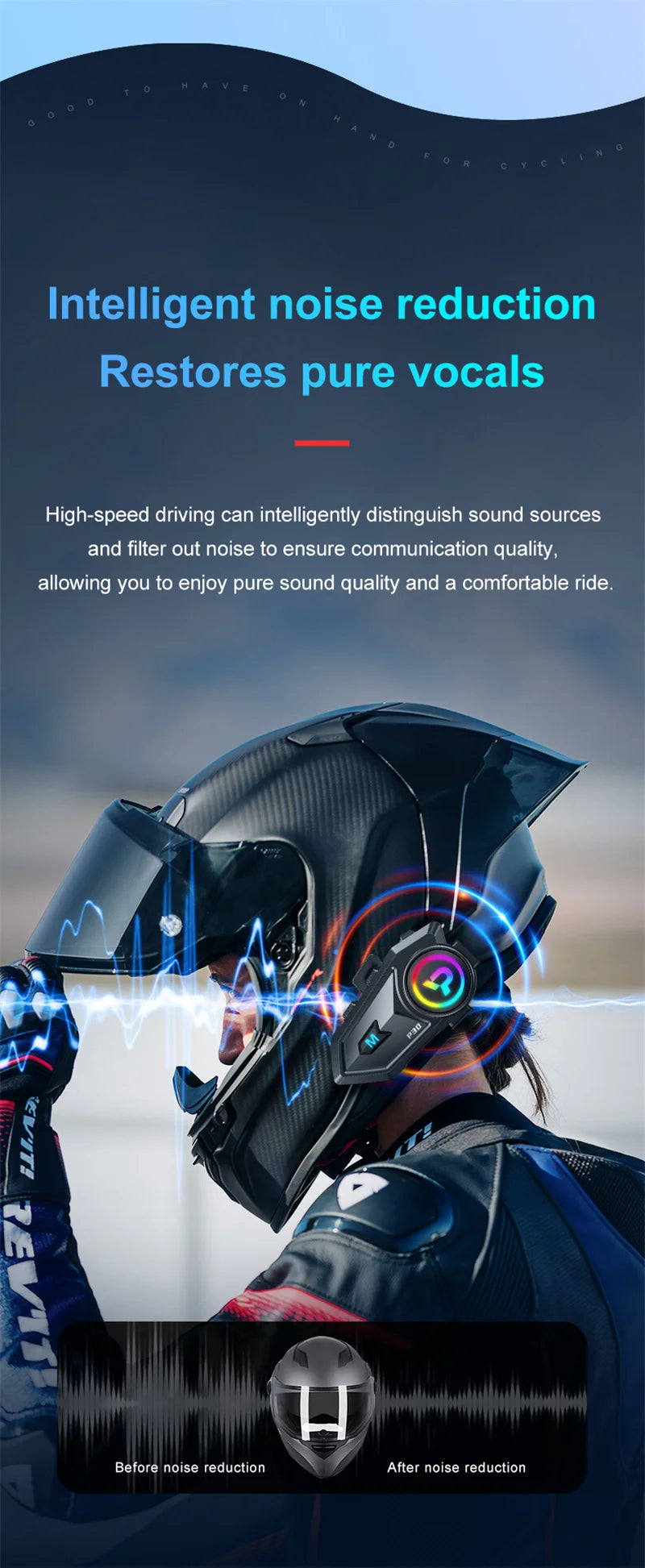 Bluetooth 6.0 Motorcycle Helmet Intercom Headset