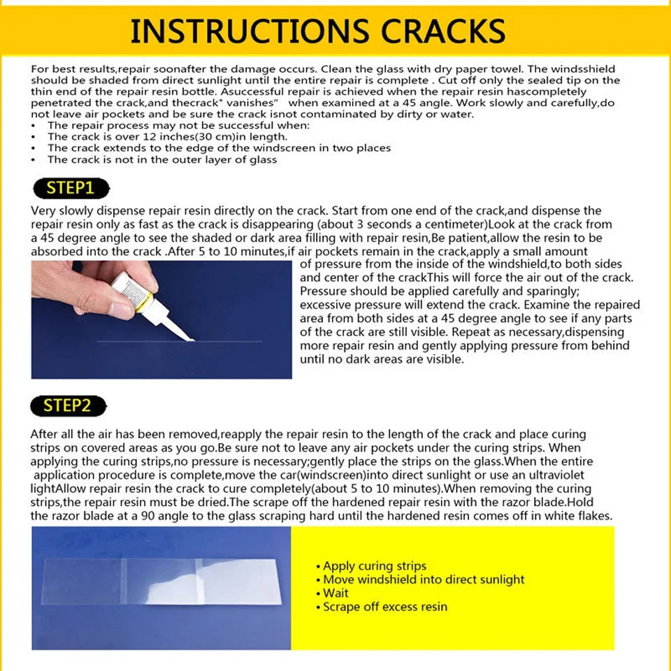Car Windshield Glass Repair Kit for Cracks and Chips