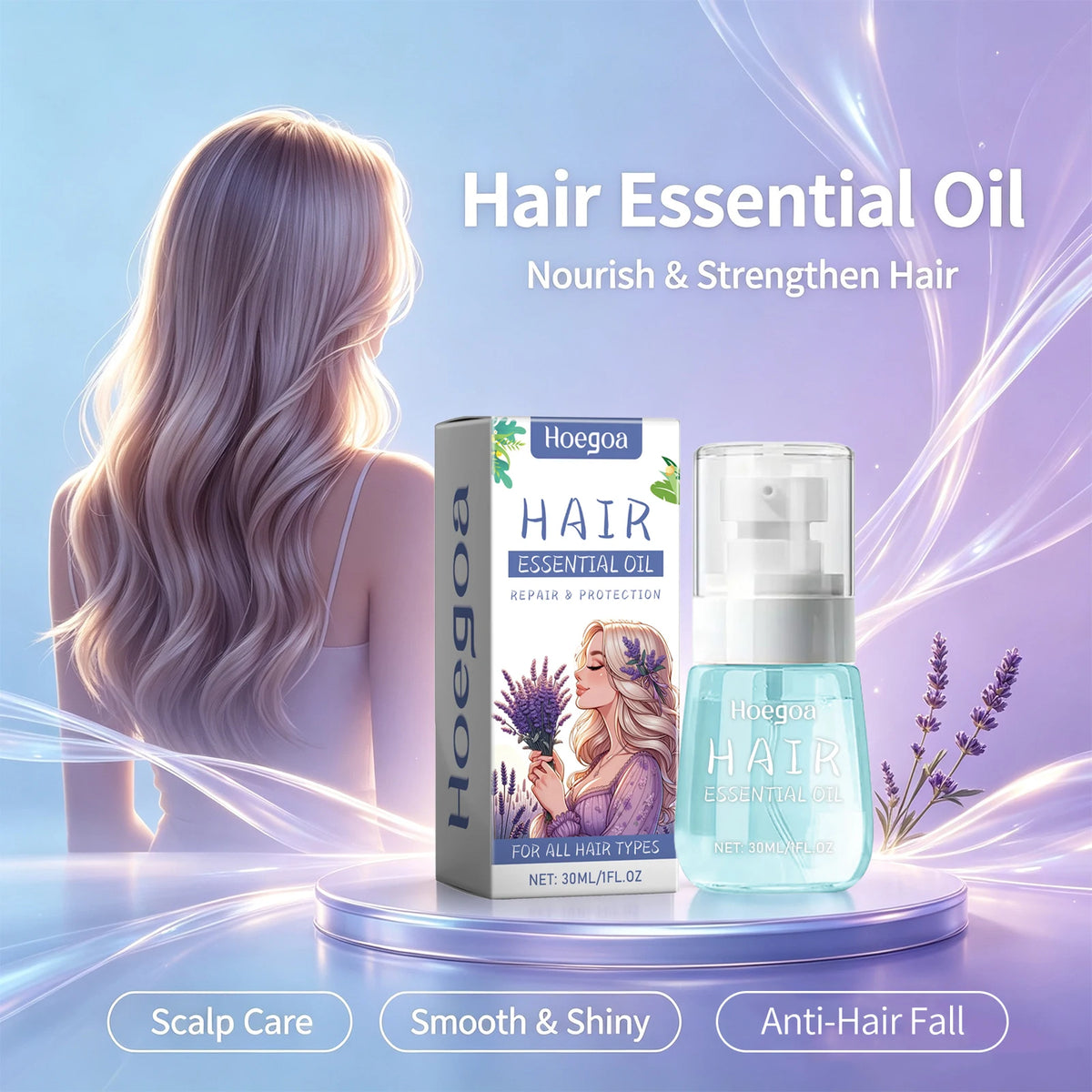 Lavender Essential Oil for Hair Repair and Frizz Control