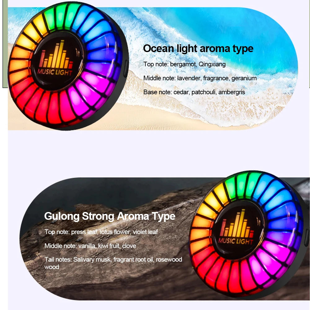Car Air Vent Fragrance Diffuser with RGB Music Rhythm LED Light