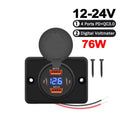 12V 24V Dual USB PD and QC3.0 Fast Charger Socket with LED Voltmeter