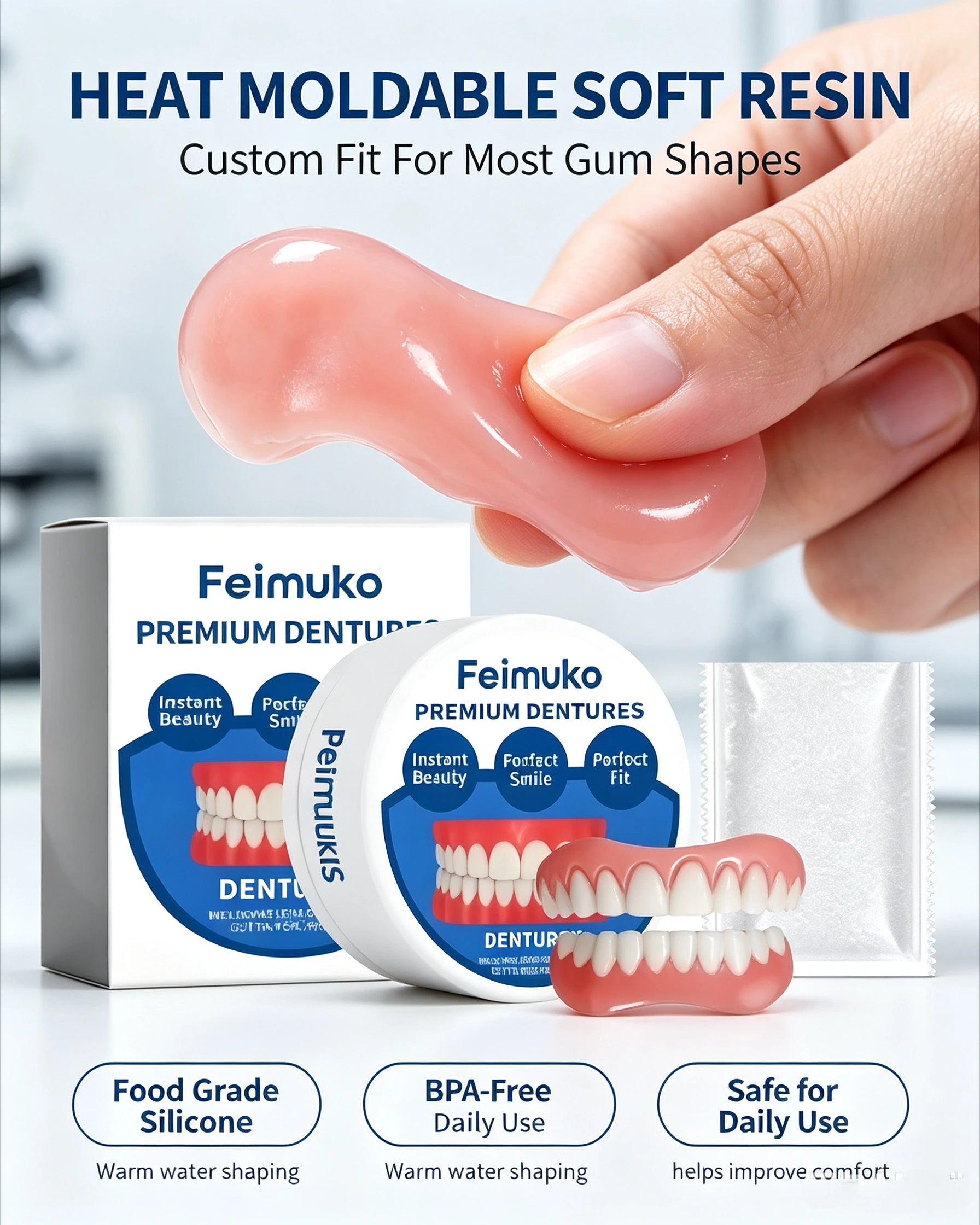 Snap-On Silicone Dentures for Natural Smile - 3