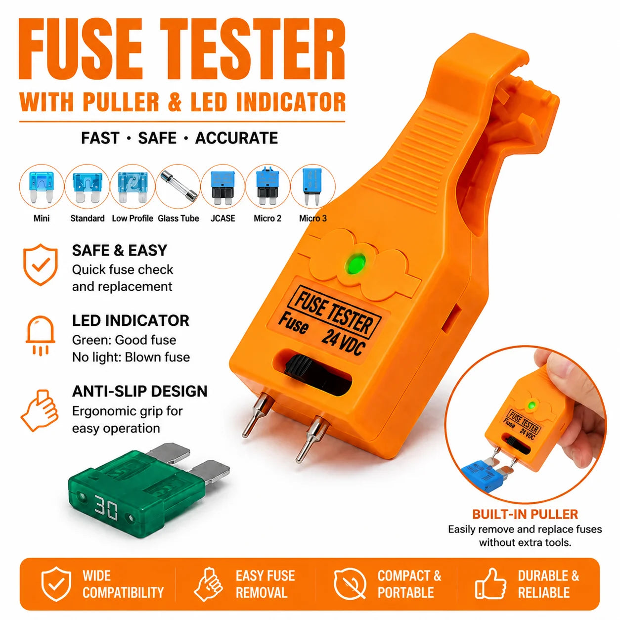 Automotive Blade Fuse Tester and Puller Tool - 2
