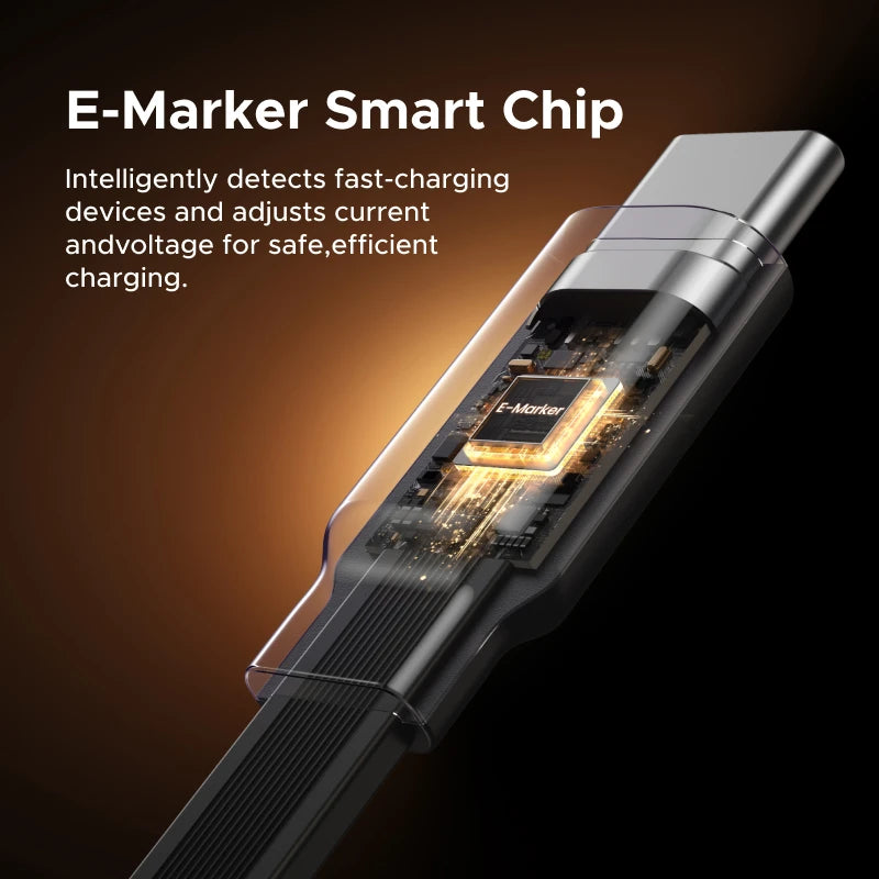 100W Retractable USB-C to USB-C Fast Charging Data Cable - 6