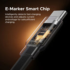 100W Retractable USB-C to USB-C Fast Charging Data Cable