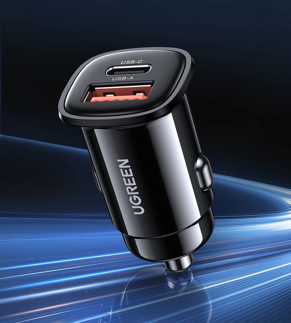 48W Dual Port Fast Car Charger with USB-C and USB-A