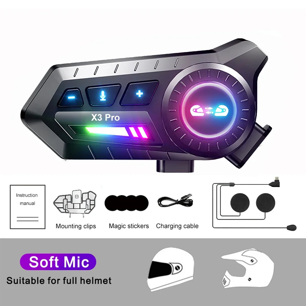 Motorcycle Helmet Bluetooth Intercom Headset with FM Radio - 32