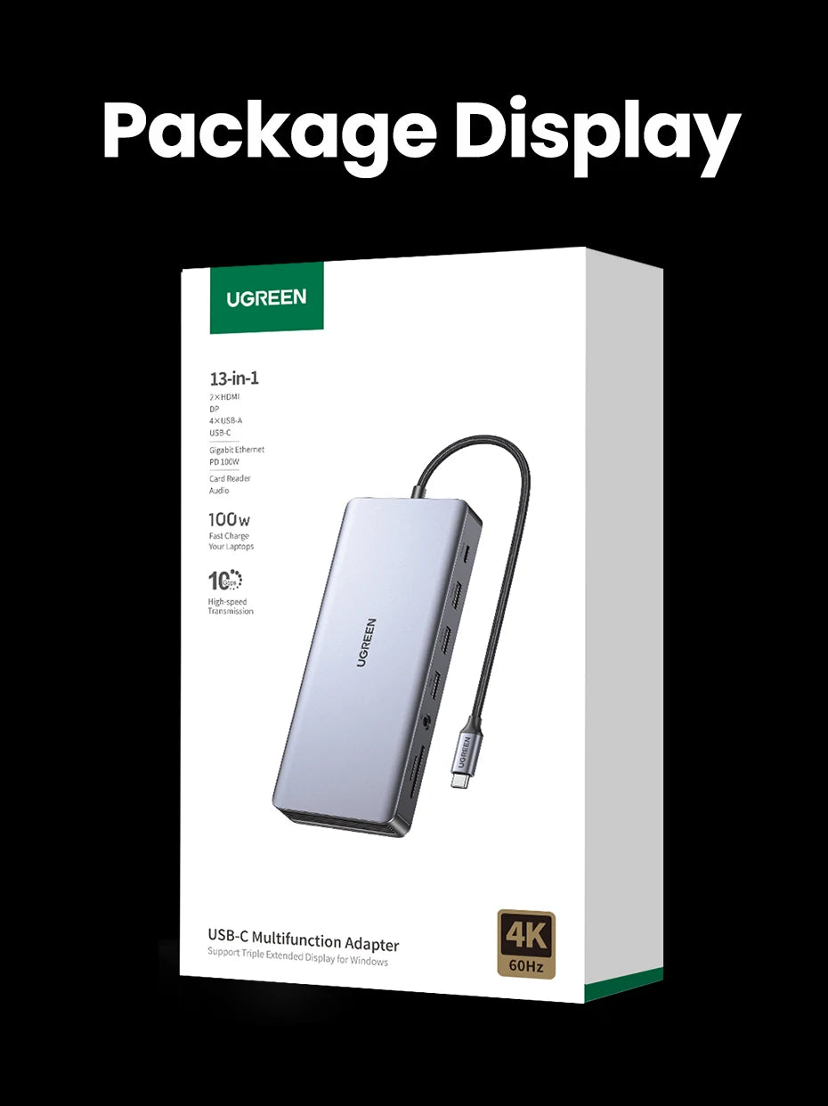 13-in-1 Triple Display USB-C Docking Station with 4K 60Hz Support