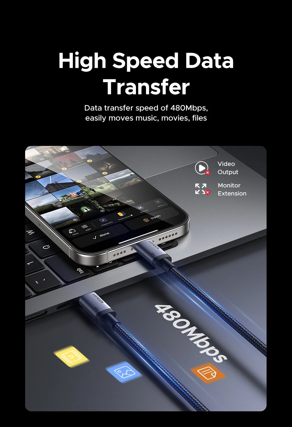 60W USB-C to USB-C Fast Charging and Data Sync Cable