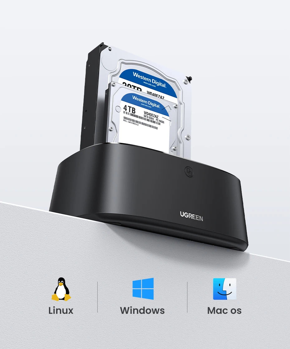 Dual Bay Hard Drive Docking Station for 2.5/3.5 Inch SATA SSD HDD - 13