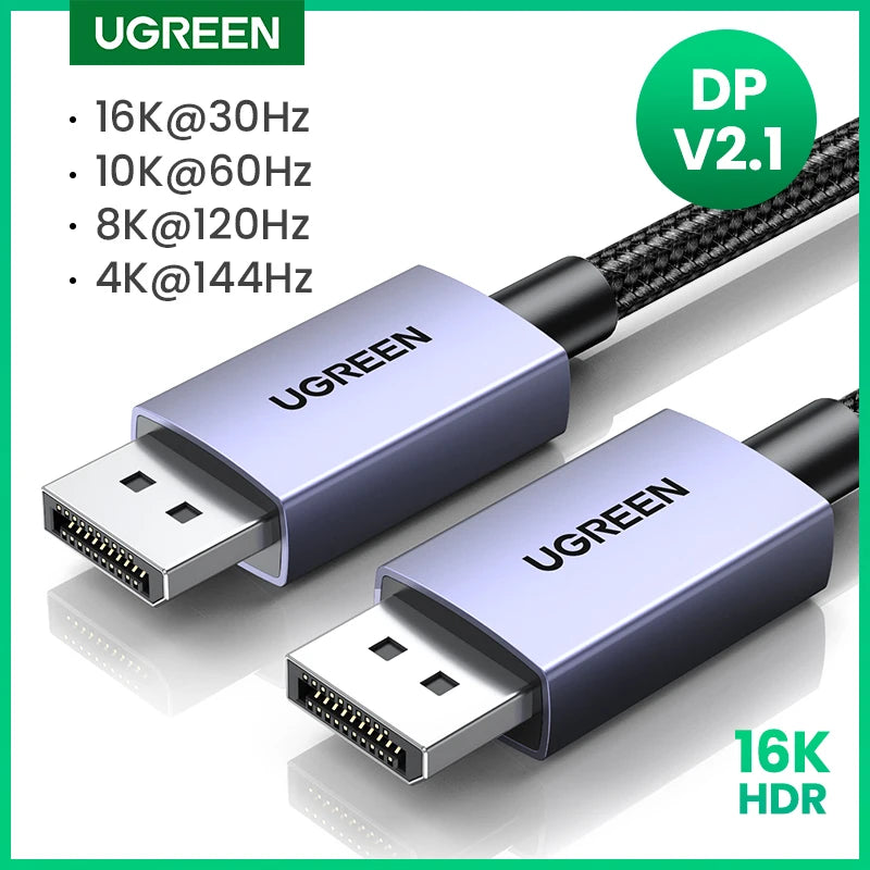 16K DisplayPort 2.1 Cable for 8K 4K Gaming Monitors - 1