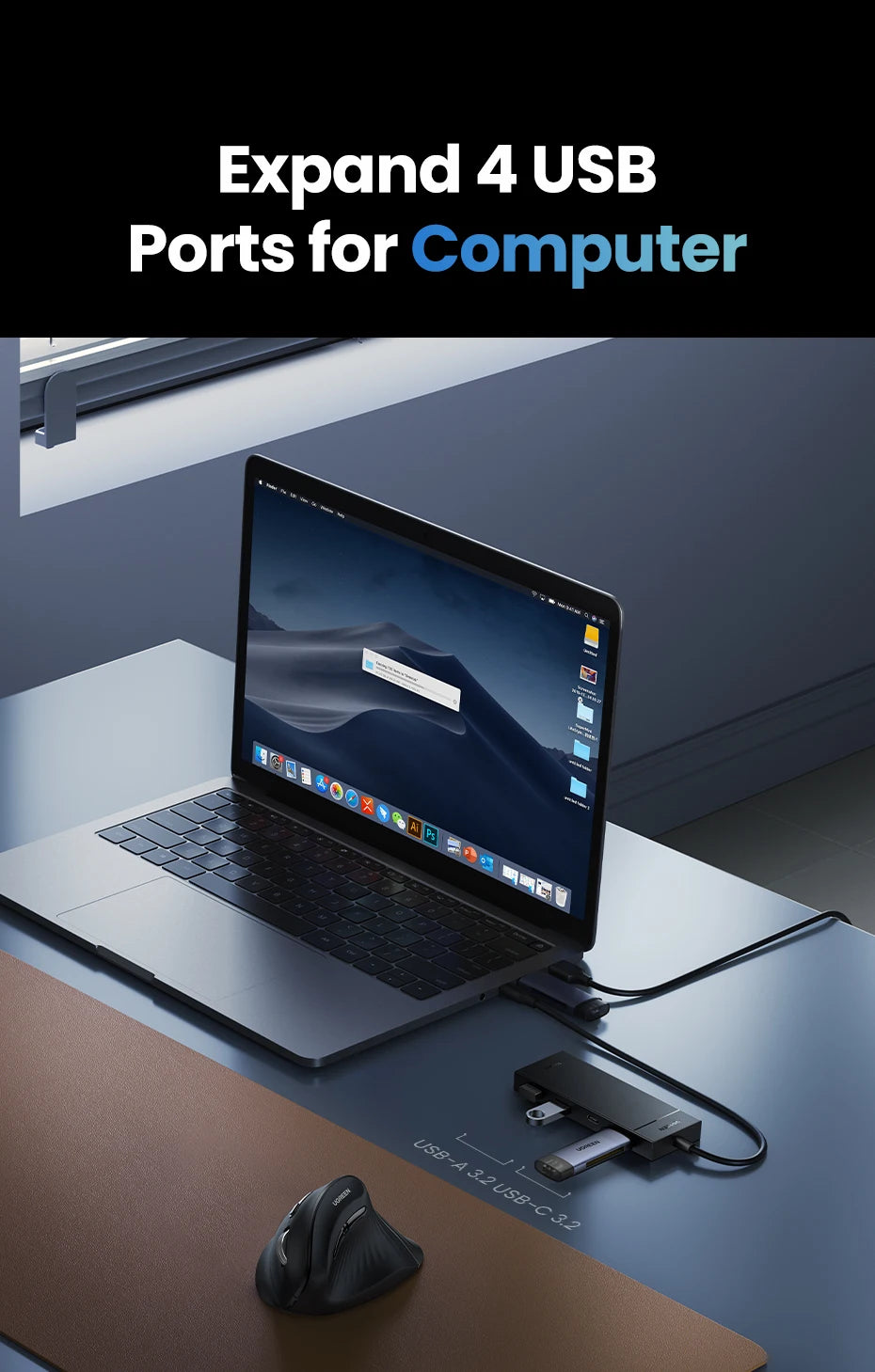 4-Port USB-C 3.2 Gen 2 Hub 10Gbps Multiport Adapter - 14