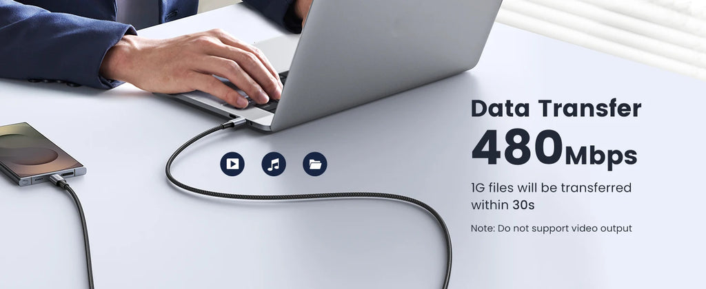 100W USB-C to USB-C Fast Charging Cable for Laptops and Smartphones