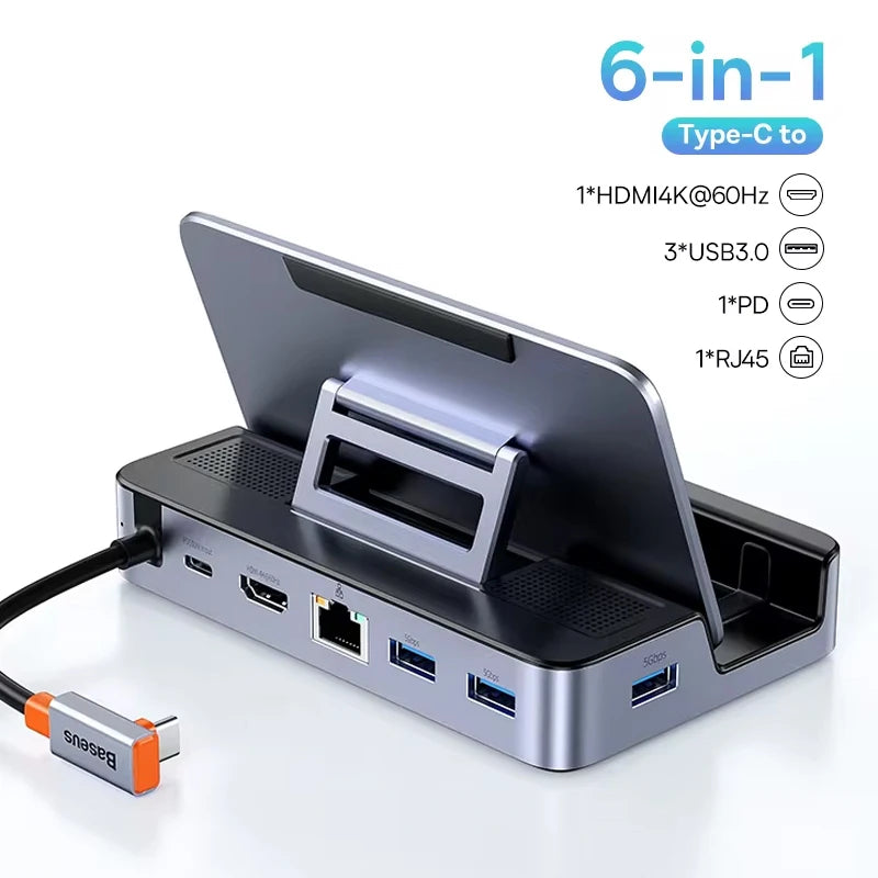 6-in-1 USB-C Docking Station for Steam Deck and Gaming Consoles