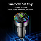 Bluetooth 5.0 FM Transmitter 66W 4 Port Car Charger Handsfree Adapter