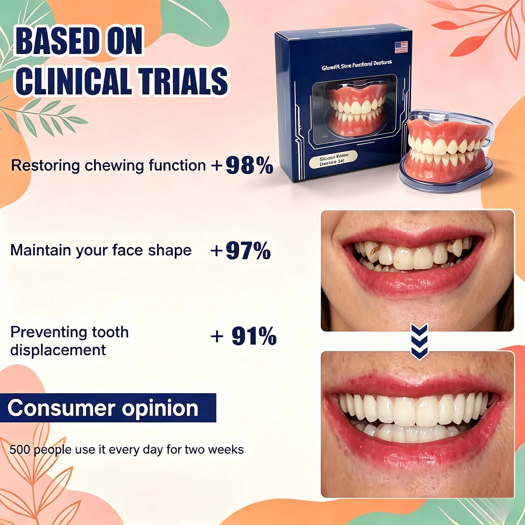 Instant Smile Cosmetic Dentures for Full Mouth - 5