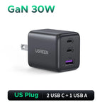 30W GaN Fast Wall Charger with 3 Ports for Smartphones and Tablets