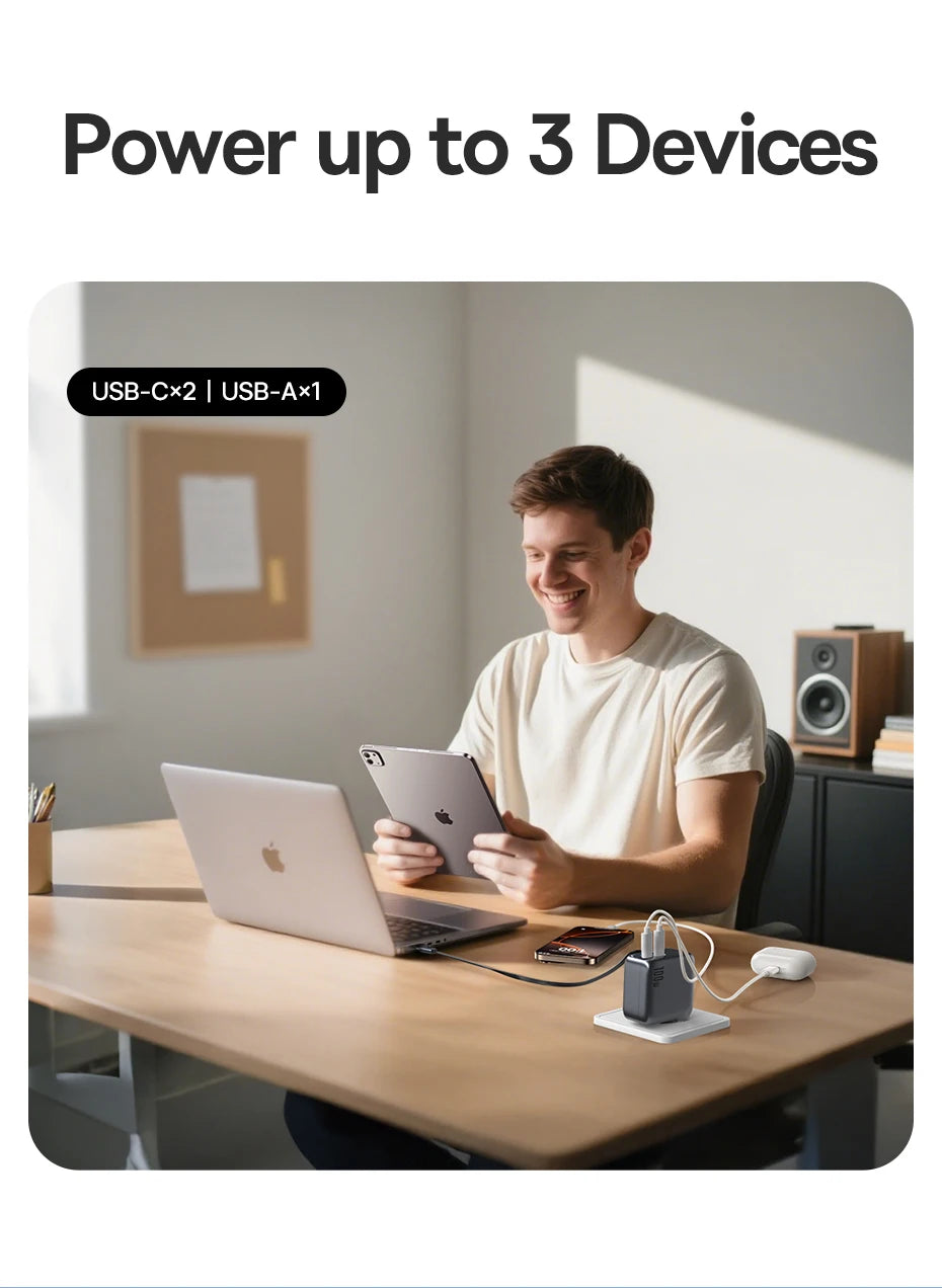 100W GaN Fast Charger with Retractable USB-C Cable - 10