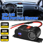 12V 24V Dual USB Fast Charger and Cigarette Lighter Socket Panel