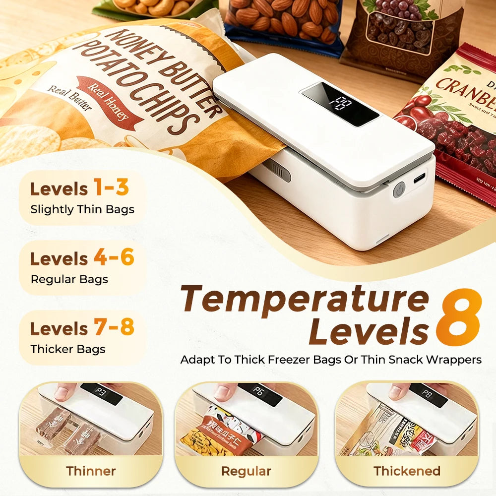 Rechargeable Portable Food Bag Sealer with Cutter