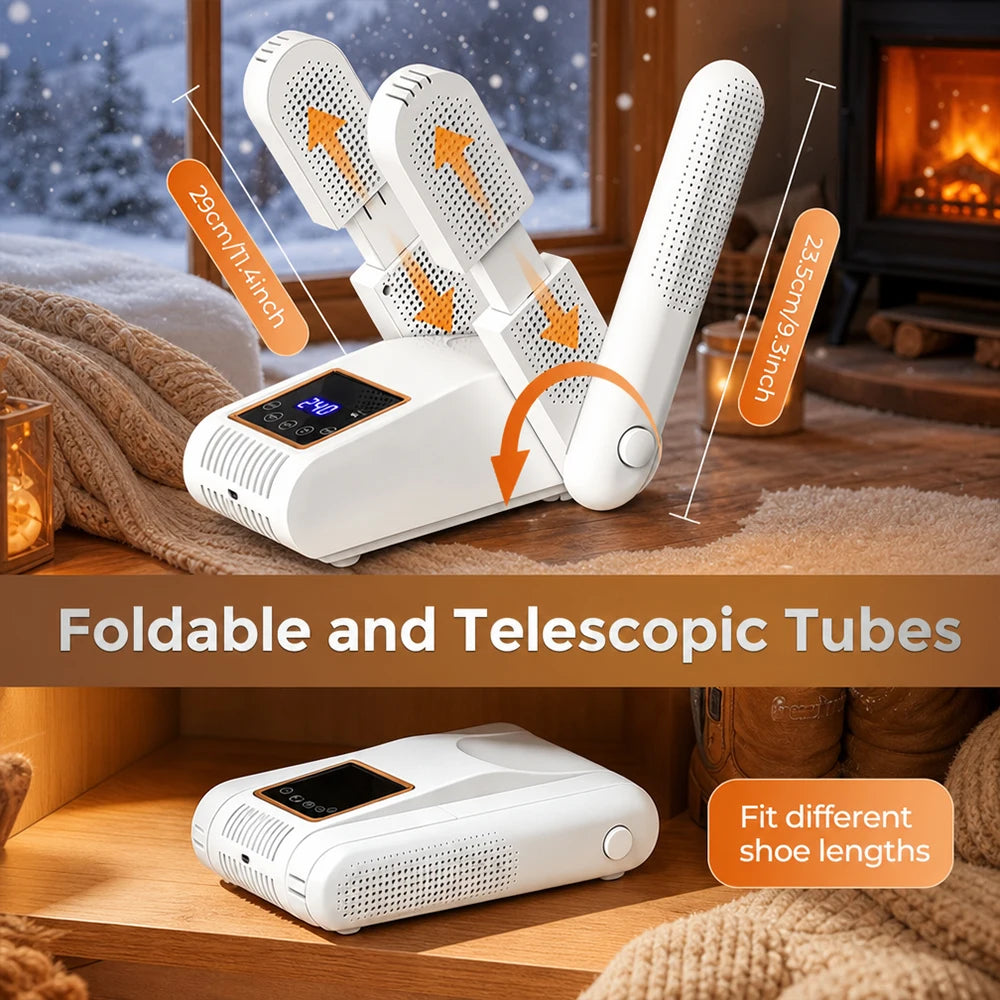Foldable 4-Tube Electric Shoe and Boot Dryer with UV Sterilization - 12