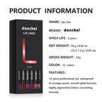 12-Color Waterproof Matte Lip Liner Pencil Set