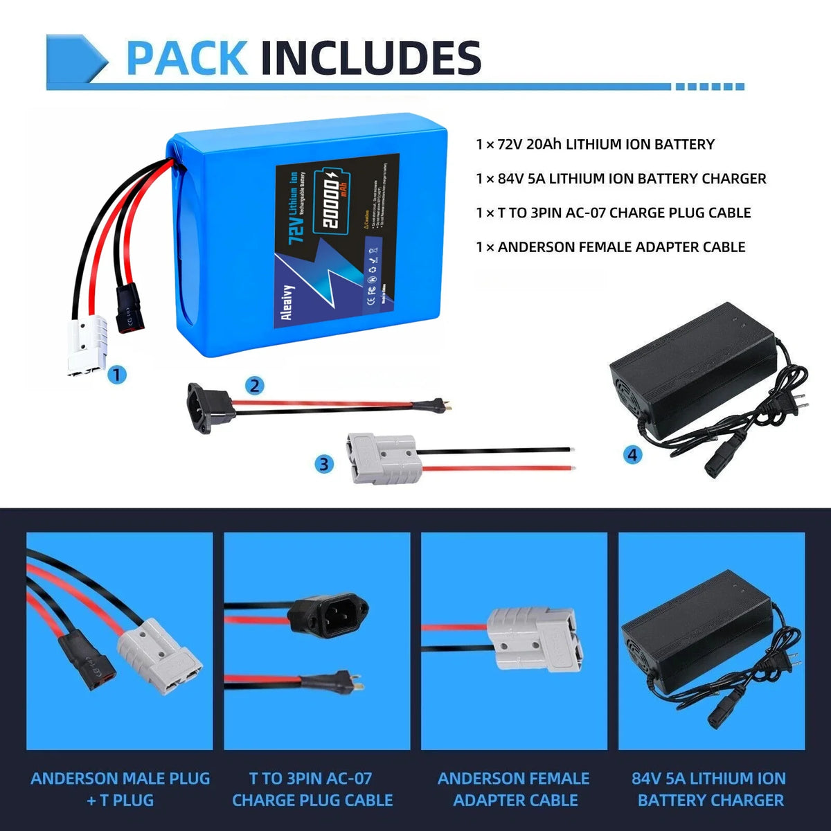 72V Lithium-Ion E-Bike and Scooter Battery Pack