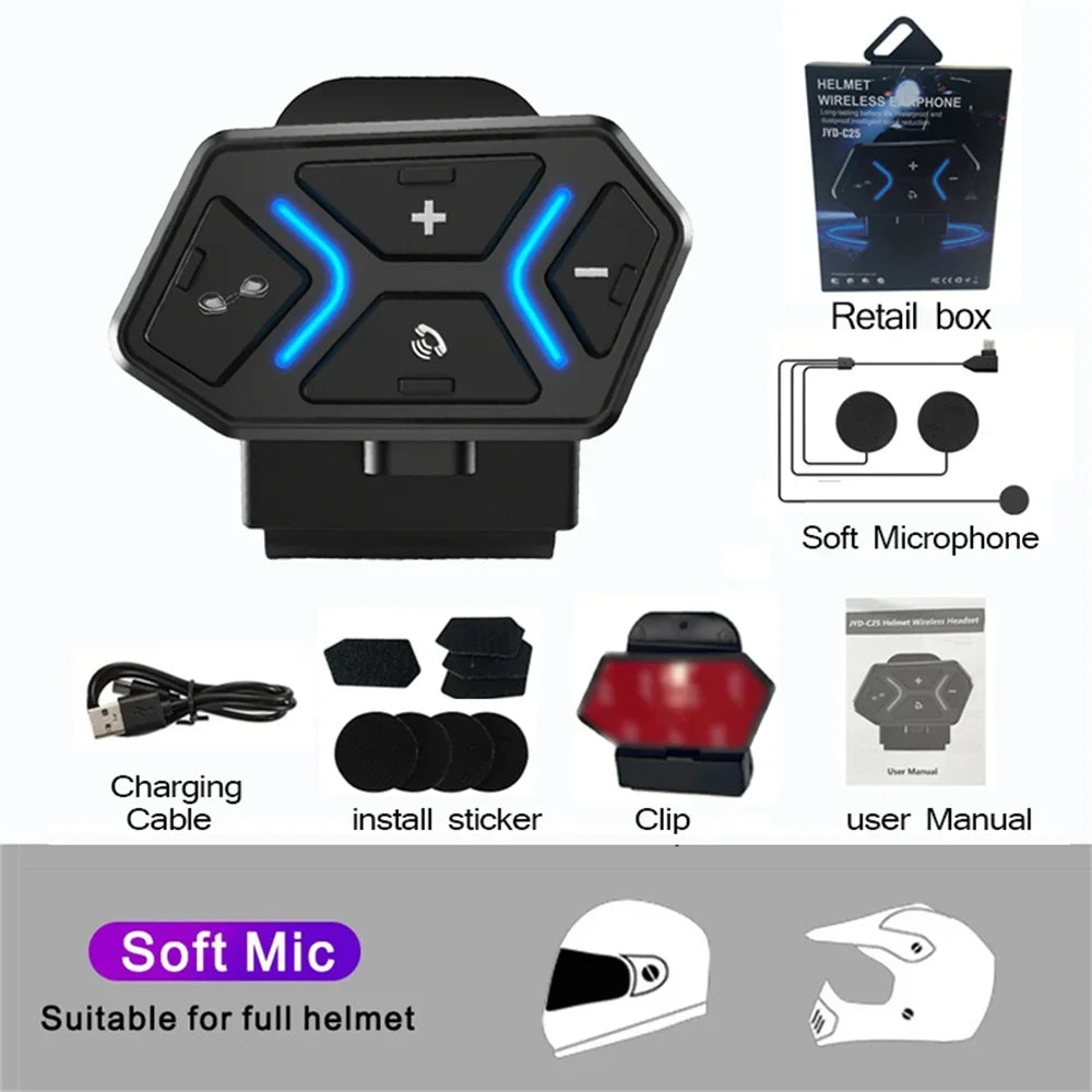 Bluetooth 5.4 Motorcycle Helmet Intercom Headset