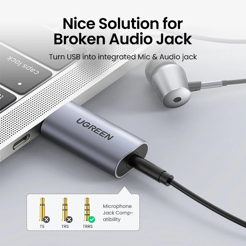 USB to 3.5mm External Sound Card Audio Adapter