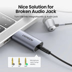 USB to 3.5mm External Sound Card Audio Adapter