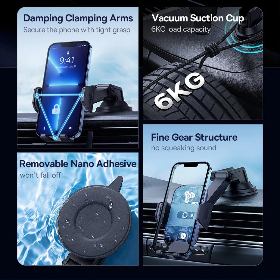 Adjustable Suction Cup Car Phone Holder for Dashboard and Windshield